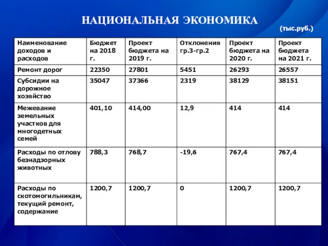 НАЦИОНАЛЬНАЯ ЭКОНОМИКА (тыс.руб.)