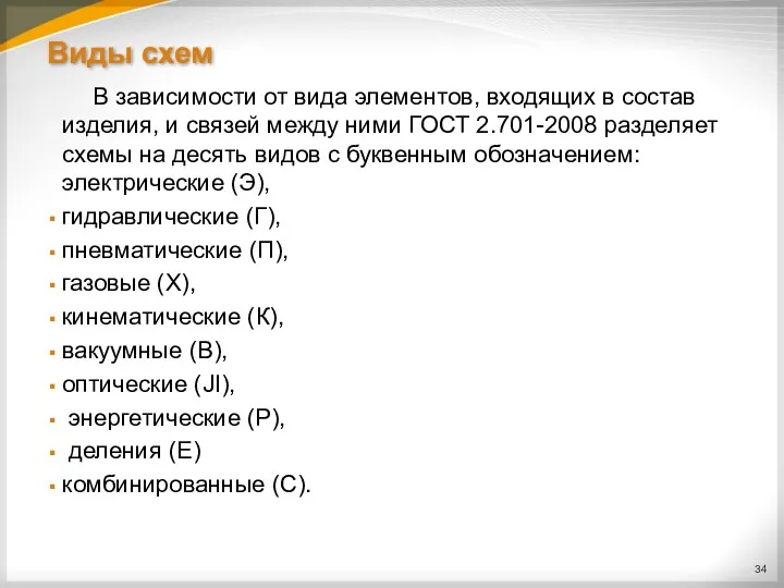 Виды схем В зависимости от вида элементов, входящих в состав