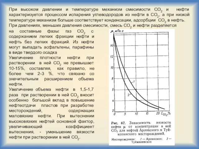 При высоком давлении и температуре механизм смесимости СО2 и нефти