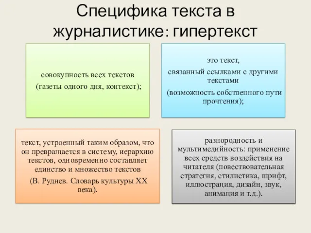 Специфика текста в журналистике: гипертекст