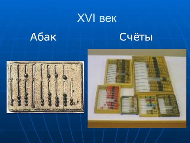 XVI век Абак Счёты