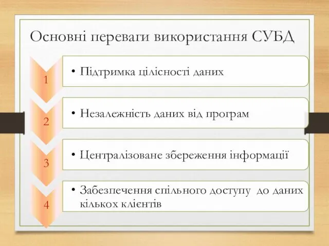 Основні переваги використання СУБД