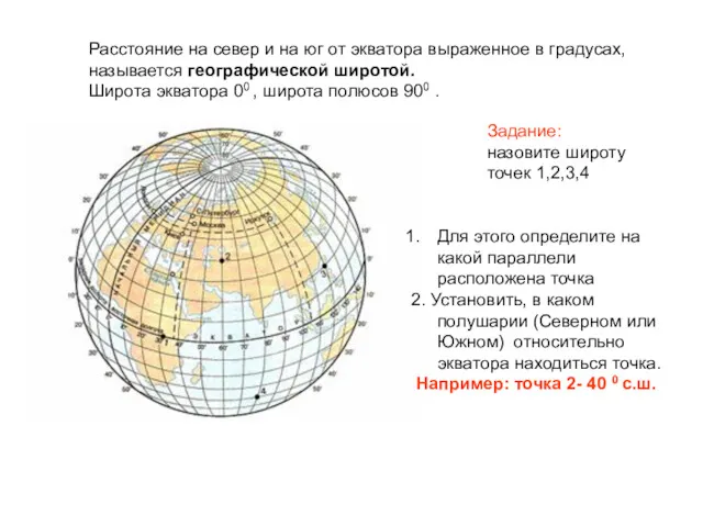 Расстояние на север и на юг от экватора выраженное в градусах, называется географической