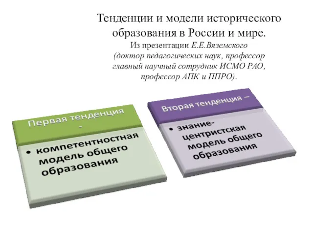 Тенденции и модели исторического образования в России и мире. Из