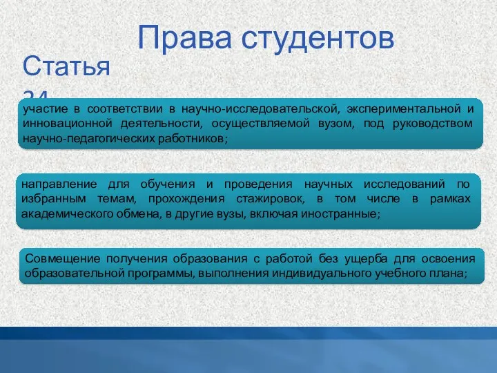 Права студентов Статья 34