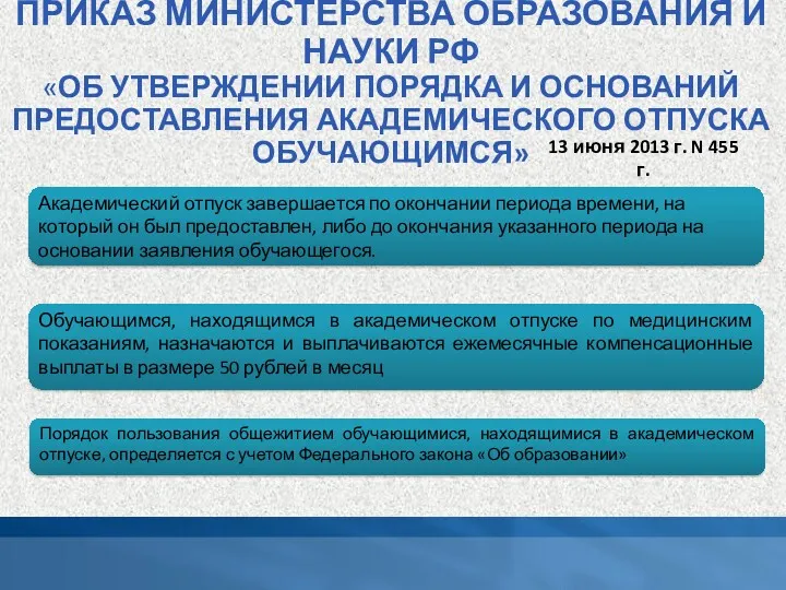 ПРИКАЗ МИНИСТЕРСТВА ОБРАЗОВАНИЯ И НАУКИ РФ «ОБ УТВЕРЖДЕНИИ ПОРЯДКА И