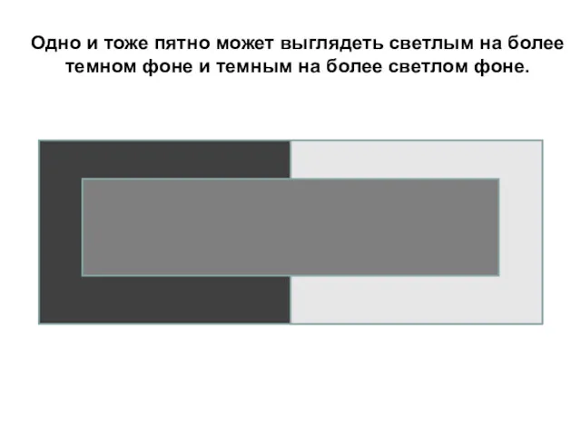 Одно и тоже пятно может выглядеть светлым на более темном