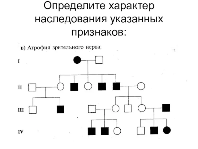 Определите характер наследования указанных признаков: