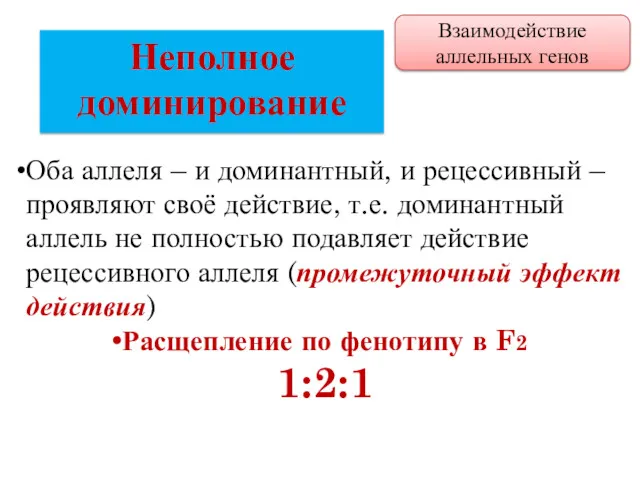 Оба аллеля – и доминантный, и рецессивный – проявляют своё