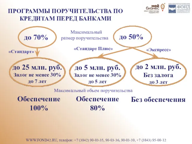 ПРОГРАММЫ ПОРУЧИТЕЛЬСТВА ПО КРЕДИТАМ ПЕРЕД БАНКАМИ WWW.FOND42.RU, телефон: +7 (3842)