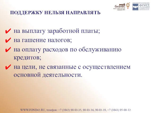 ПОДДЕРЖКУ НЕЛЬЗЯ НАПРАВЛЯТЬ на выплату заработной платы; на гашение налогов;