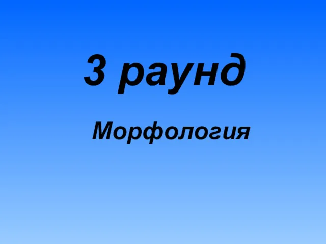 3 раунд Морфология