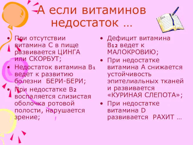 А если витаминов недостаток … При отсутствии витамина С в