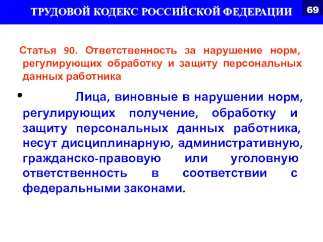 Статья 90. Ответственность за нарушение норм, регулирующих обработку и защиту