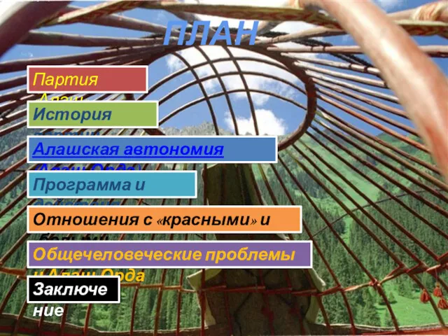 ПЛАН Партия «Алаш» История партии Алашская автономия (Алаш-Орда) Программа и