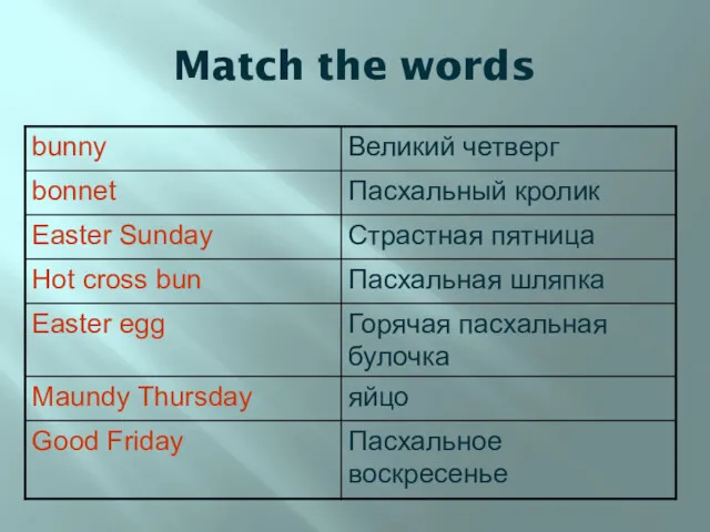 Match the words