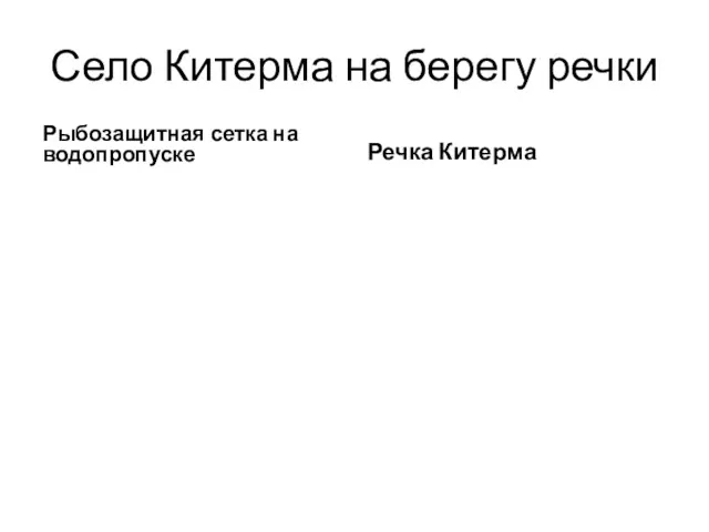 Село Китерма на берегу речки Рыбозащитная сетка на водопропуске Речка Китерма