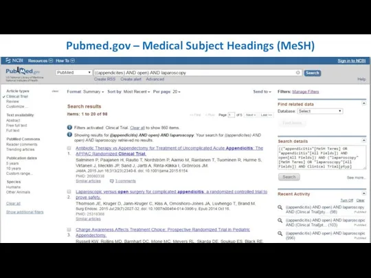 Pubmed.gov – Medical Subject Headings (MeSH)