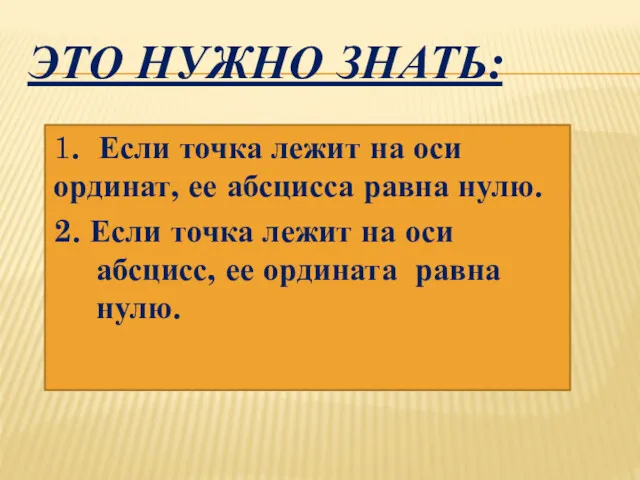 ЭТО НУЖНО ЗНАТЬ: 1. Если точка лежит на оси ординат,