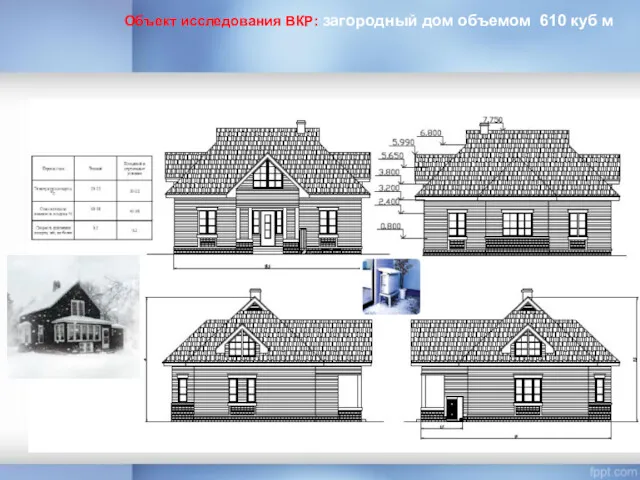 Объект исследования ВКР: загородный дом объемом 610 куб м