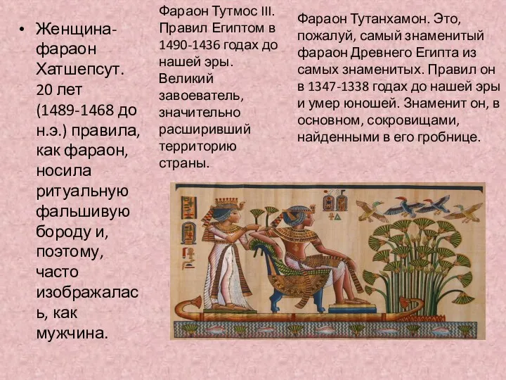 Женщина-фараон Хатшепсут. 20 лет (1489-1468 до н.э.) правила, как фараон,