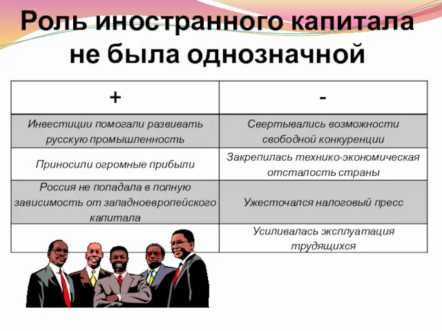 Роль иностранного капитала не была однозначной