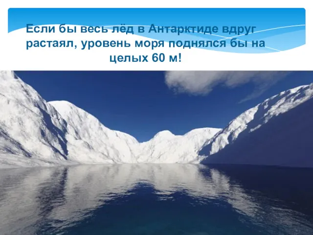 Если бы весь лёд в Антарктиде вдруг растаял, уровень моря поднялся бы на целых 60 м!