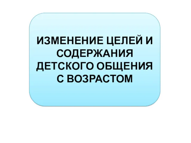 ИЗМЕНЕНИЕ ЦЕЛЕЙ И СОДЕРЖАНИЯ ДЕТСКОГО ОБЩЕНИЯ С ВОЗРАСТОМ