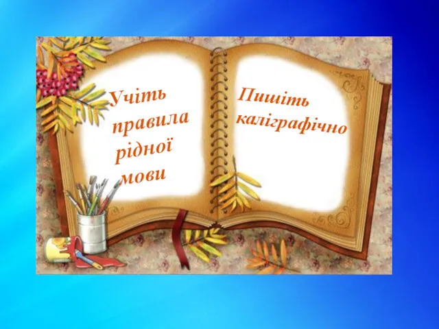 Учіть правила рідної мови Пишіть каліграфічно