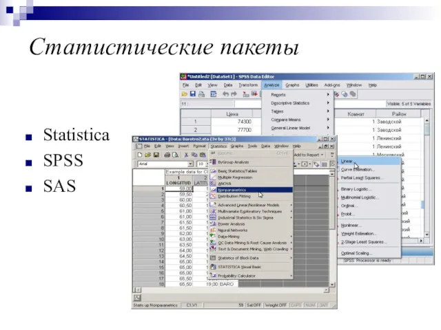 Статистические пакеты Statistica SPSS SAS