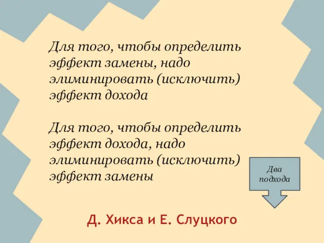 Д. Хикса и Е. Слуцкого Для того, чтобы определить эффект