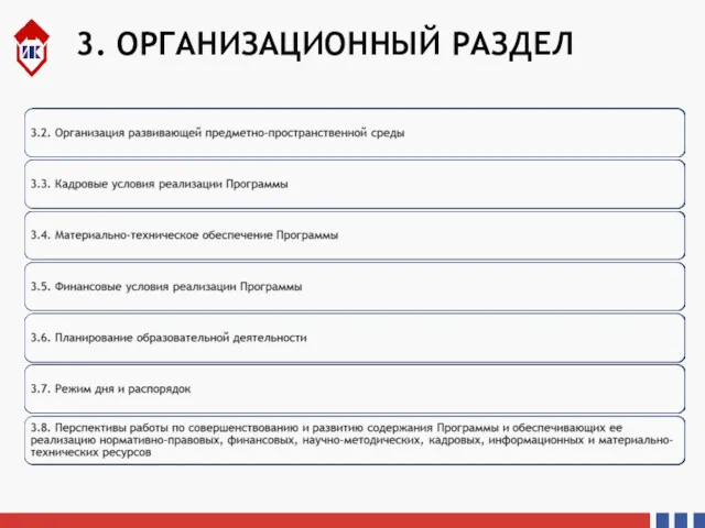 3. ОРГАНИЗАЦИОННЫЙ РАЗДЕЛ