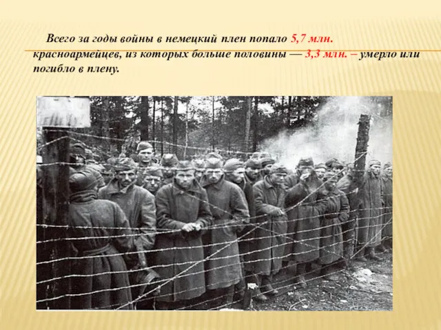 Всего за годы войны в немецкий плен попало 5,7 млн.