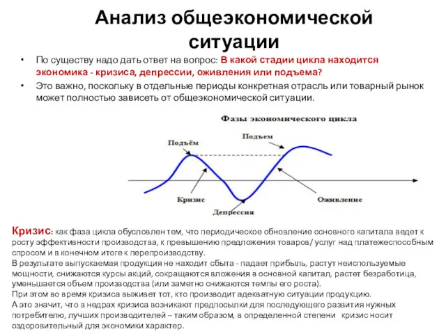 Анализ общеэкономической ситуации По существу надо дать ответ на вопрос: