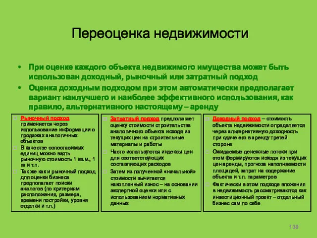 Переоценка недвижимости При оценке каждого объекта недвижимого имущества может быть