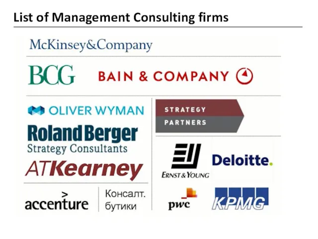 List of Management Consulting firms