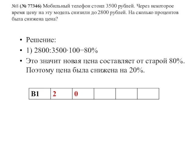 №8 (№ 77346) Мобильный телефон стоил 3500 рублей. Через некоторое