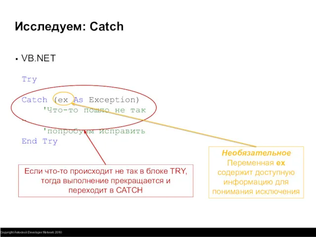 Исследуем: Catch VB.NET Try Catch (ex As Exception) 'Что-то пошло