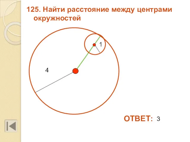 125. Найти расстояние между центрами окружностей ОТВЕТ: 3