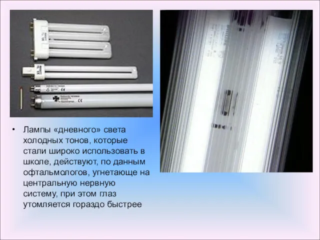 Лампы «дневного» света холодных тонов, которые стали широко использовать в