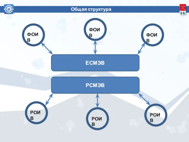 Общая структура СМЭВ ЕСМЭВ РСМЭВ ФОИВ ФОИВ ФОИВ РОИВ РОИВ РОИВ