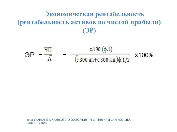 Тема 1 «АНАЛИЗ ФИНАНСОВОГО СОСТОЯНИЯ ПРЕДПРИЯТИЯ И ДИАГНОСТИКА БАНКРОТСТВА» Экономическая