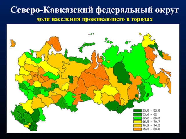 Северо-Кавказский федеральный округ доля населения проживающего в городах