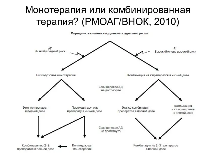 Монотерапия или комбинированная терапия? (РМОАГ/ВНОК, 2010)