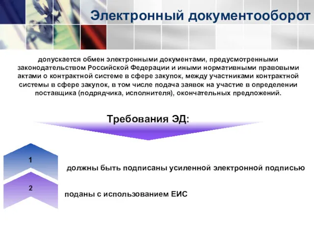 Электронный документооборот допускается обмен электронными документами, предусмотренными законодательством Российской Федерации и иными нормативными
