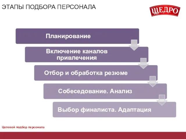 ЭТАПЫ ПОДБОРА ПЕРСОНАЛА Целевой подбор персонала