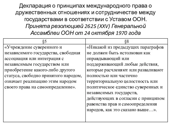 Декларация о принципах международного права о дружественных отношениях и сотрудничестве