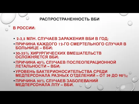 РАСПРОСТРАНЕННОСТЬ ВБИ В РОССИИ: 2-2,5 МЛН. СЛУЧАЕВ ЗАРАЖЕНИЯ ВБИ В