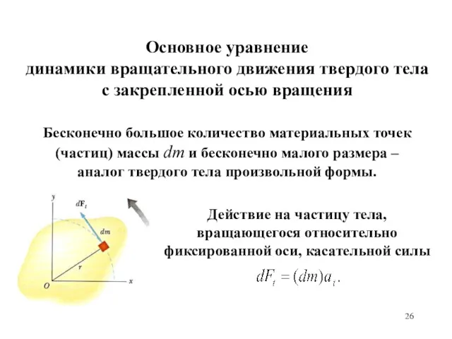 Основное уравнение динамики вращательного движения твердого тела с закрепленной осью