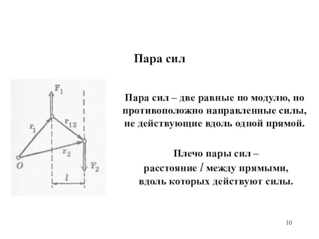 Пара сил Пара сил – две равные по модулю, но